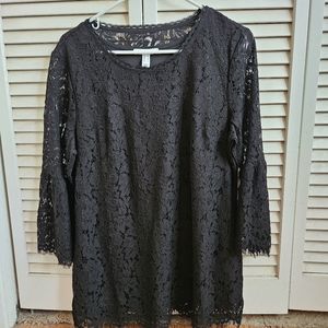 Isaac Mizrahi black lace blouse